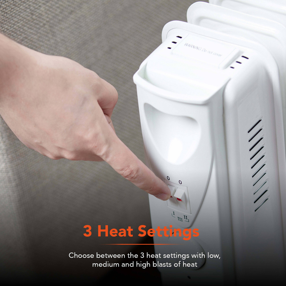 Warmlite 9 Fin White Oil Filled Radiator with Adjustable Thermostat 2000W Image 5