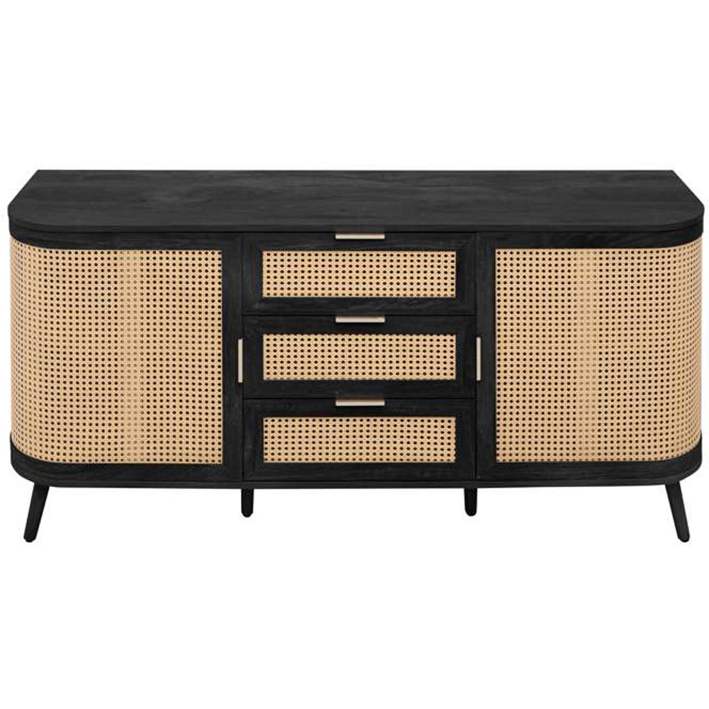 Birlea Noah 2 Door 3 Drawer Black Rattan Sideboard Image 3