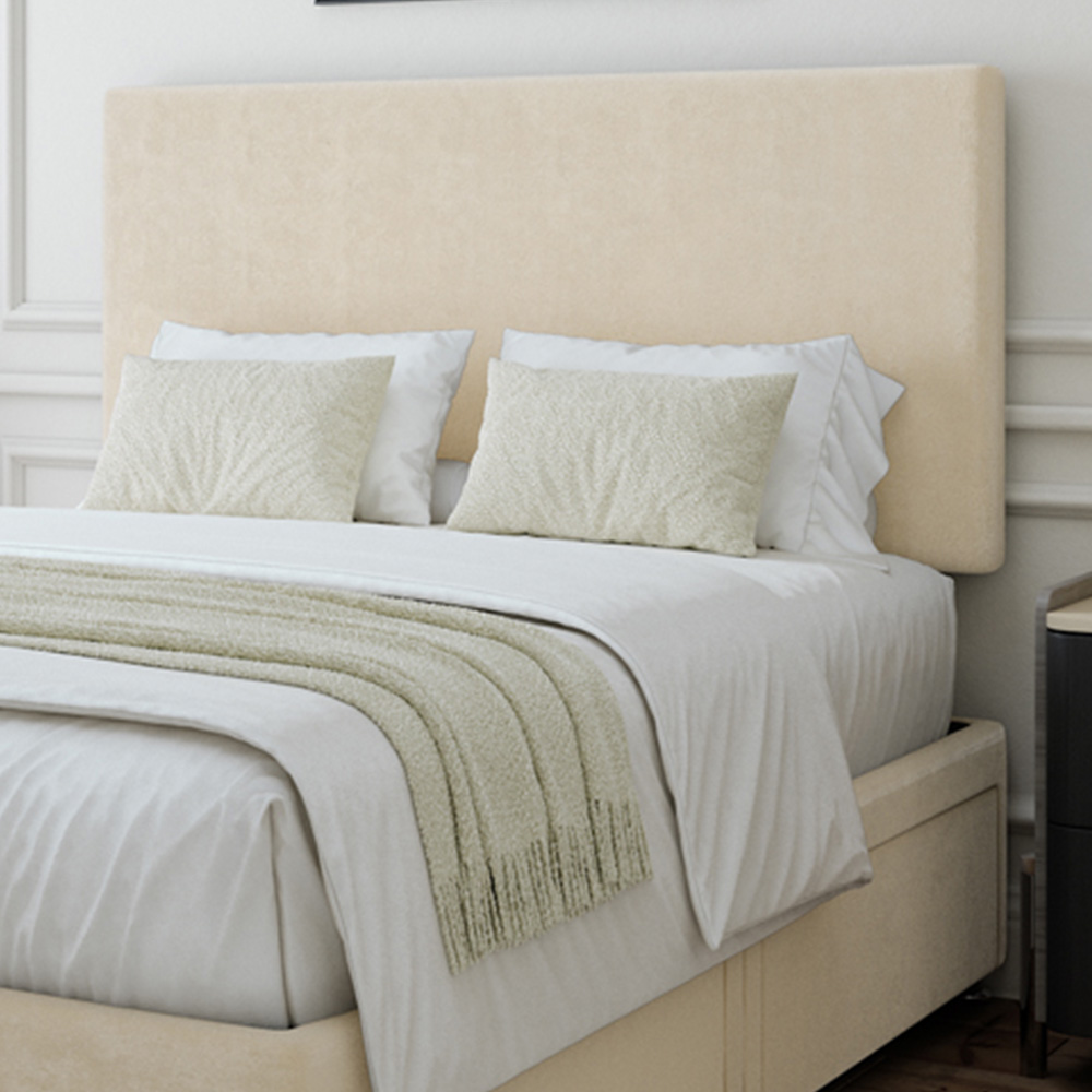 Bedmaster Super King Cream Naples Linen 4 Drawer Divan Base with Valencia Headboard Image 2