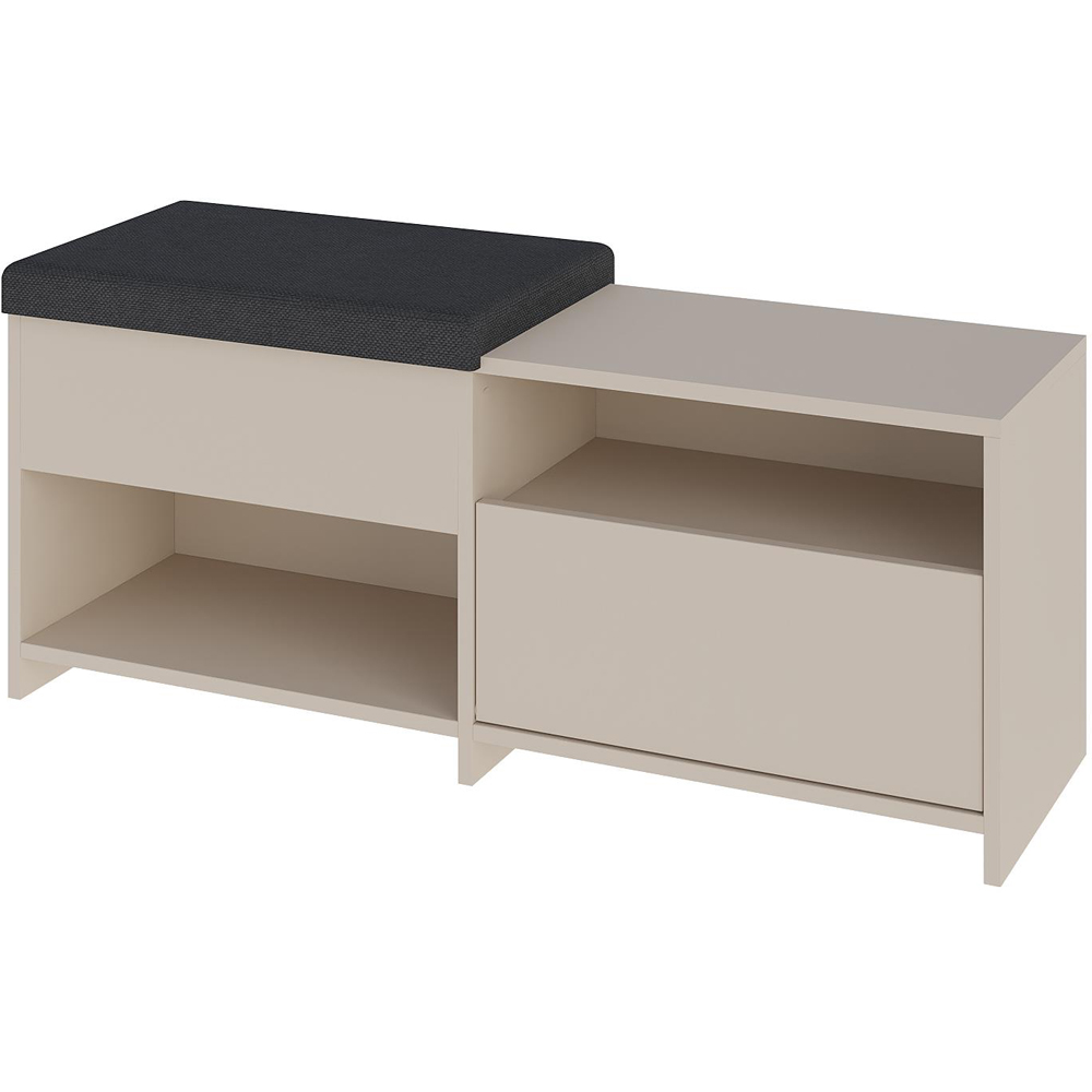 Decortie Filux Single Door 2 Shelf Sandstone Sliding Seat Shoe Cabinet Image 2