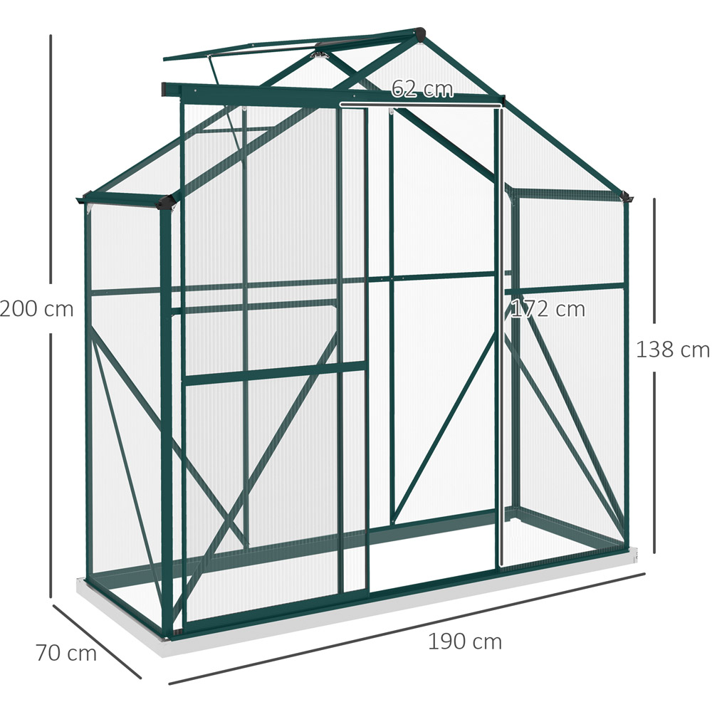 Outsunny Green Aluminium Polycarbonate 6 x 2.5ft Greenhouse Image 7