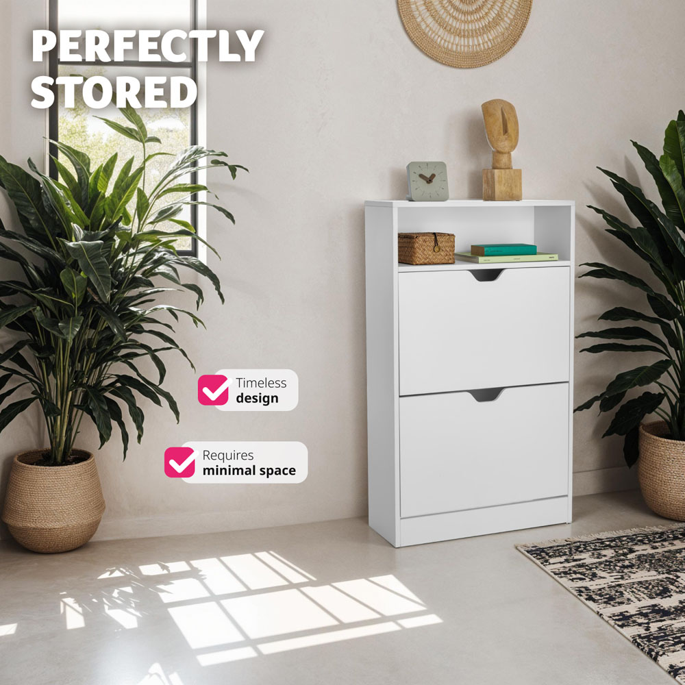 Tectake Calea 2 Compartment White Shoe Cabinet Image 8