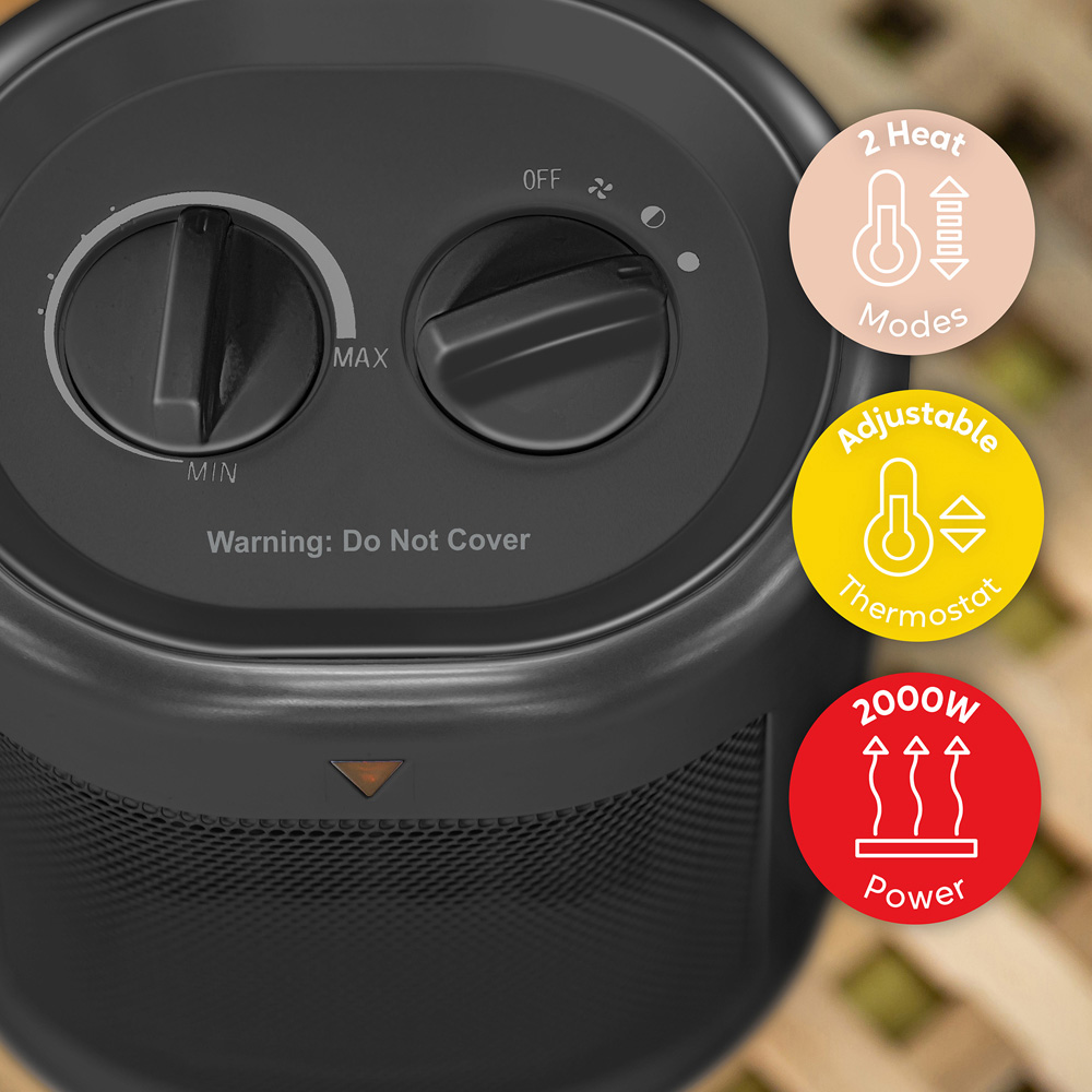 Russell Hobbs RHFH1008B Black Oscillating Ceramic Heater 2000W Image 7