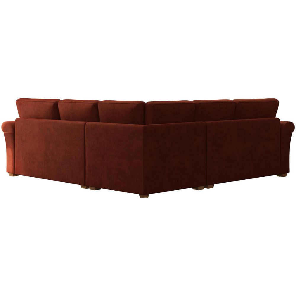 Castleacre 4 Seater Marmalade Plush Velvet Fixed Back Corner Sofa Image 4