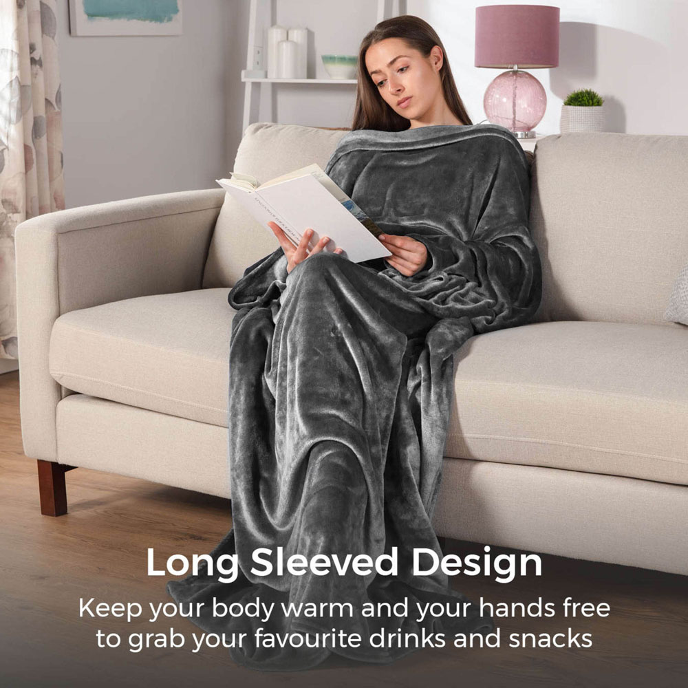 Carmen Grey Fleece Heated Wearable Blanket 183 x 155cm Image 5