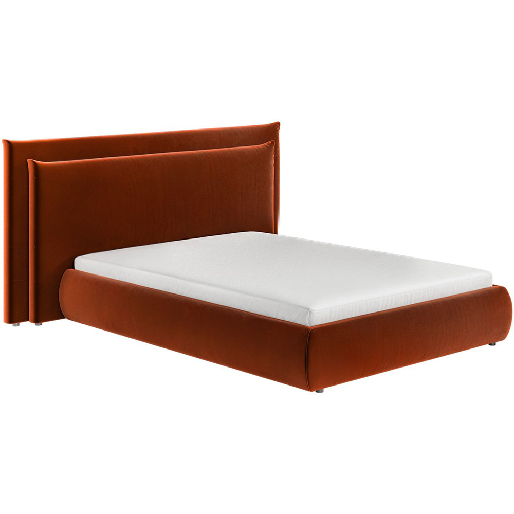 Solace+Co Sigrid Double Burnt Orange Velvet Ottoman Storage Bed Image 2