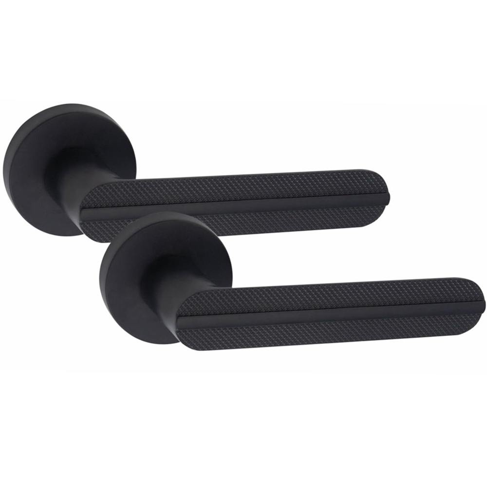 Golden Grace Matt Black Modern Lima Premium Door Handle Set 7 Pack Image 2