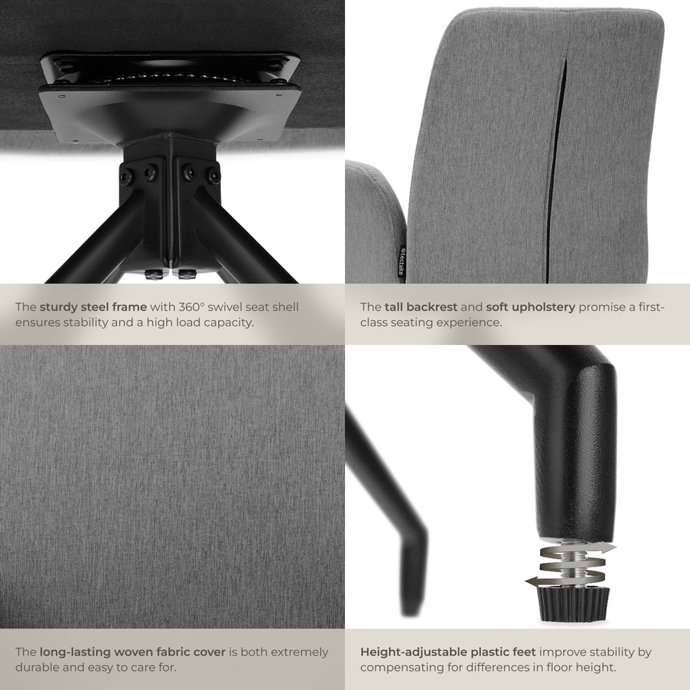 tectake Daya Set of 4 Anthracite Upholstered Swivel Chair Image 6