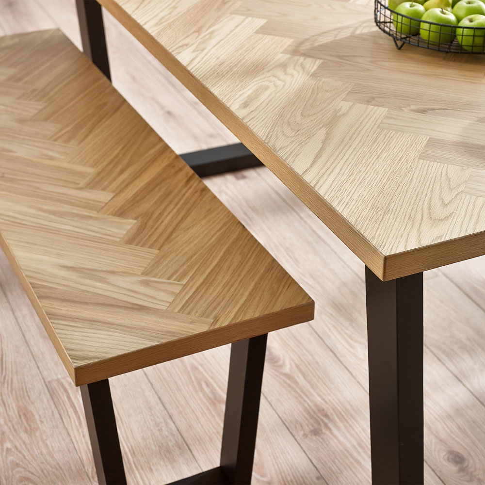 Julian Bowen Hilton 2 Seater White Oak and Black Dining Bench Image 5