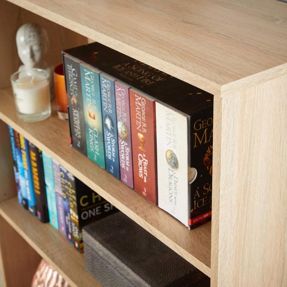 Home Source Clara 3 Shelf Oak Short Bookcase Image 3