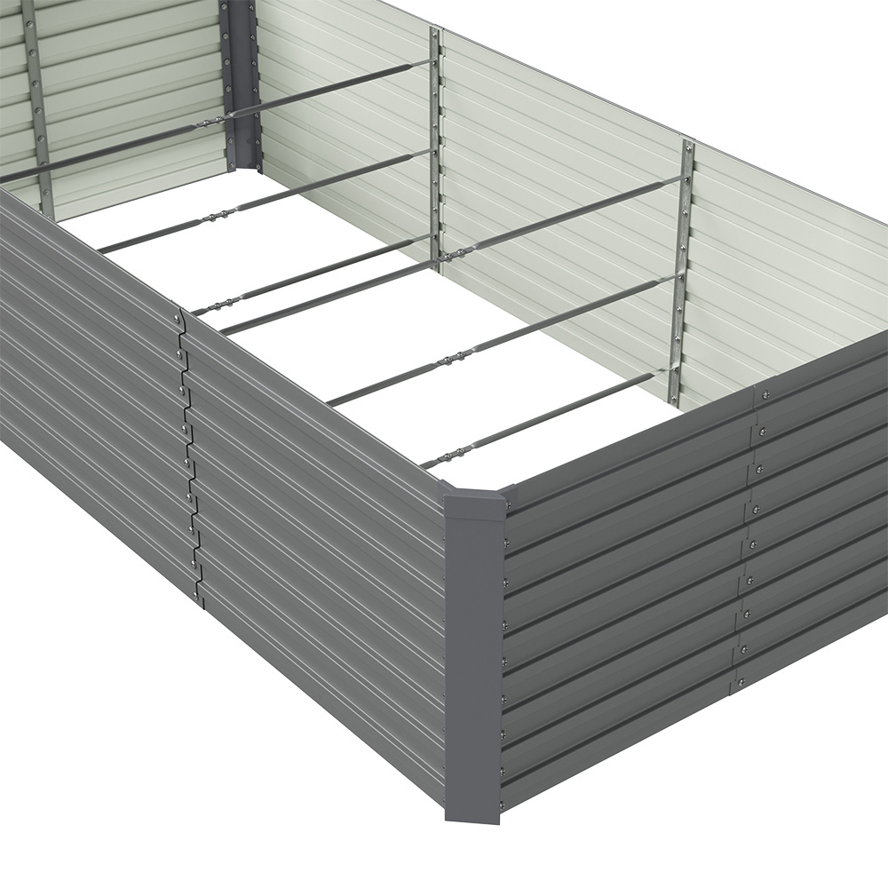 Living and Home Grey Large Rectangular Galvanised Steel Raised Garden Bed 240 x 120cm Image 5