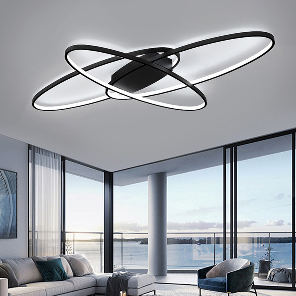 Living and Home Black Cross Unique Oval Ceiling Light Image 8