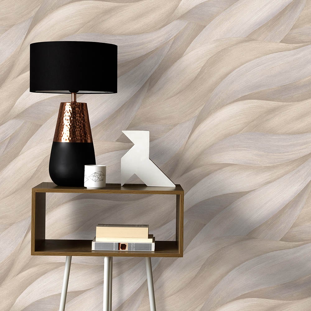 Erismann Leaf Waves Natural and Beige Wallpaper Image 4