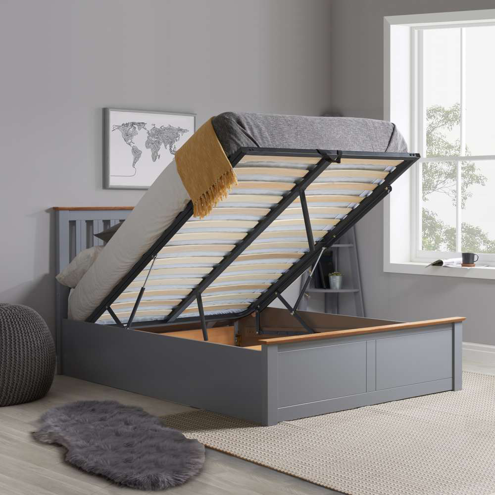 Phoenix Double Stone Grey Ottoman Bed Image 8