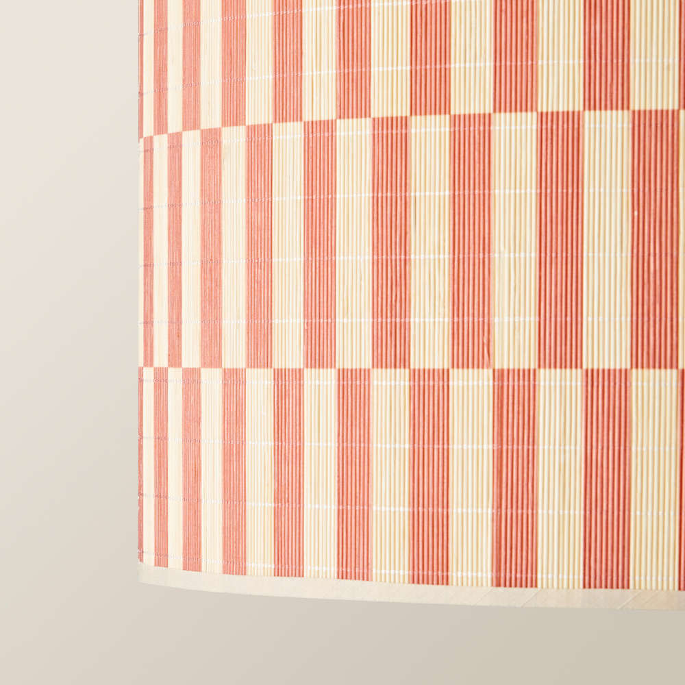ValueLights Lori Orange Checkerboard Bamboo Ceiling Drum Lamp Shade Image 5