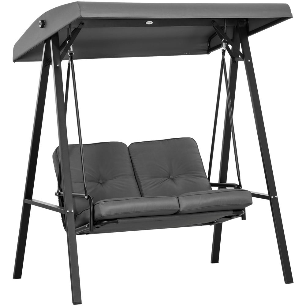 Outsunny 2 Seater Dark Grey Garden Swing Chair with Adjustable Canopy Image 2