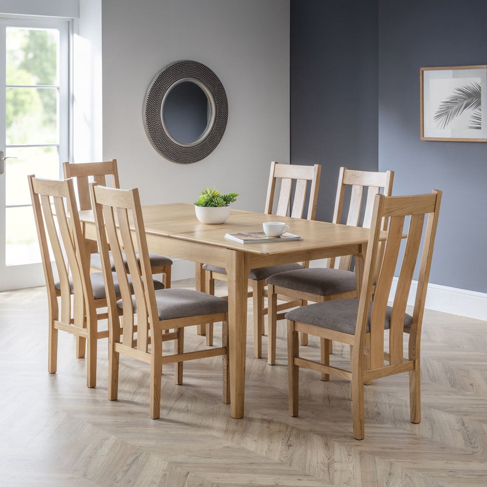 Julian Bowen Cotswold Set of 2 Oak and Veener Grey Dining Chair Image 8