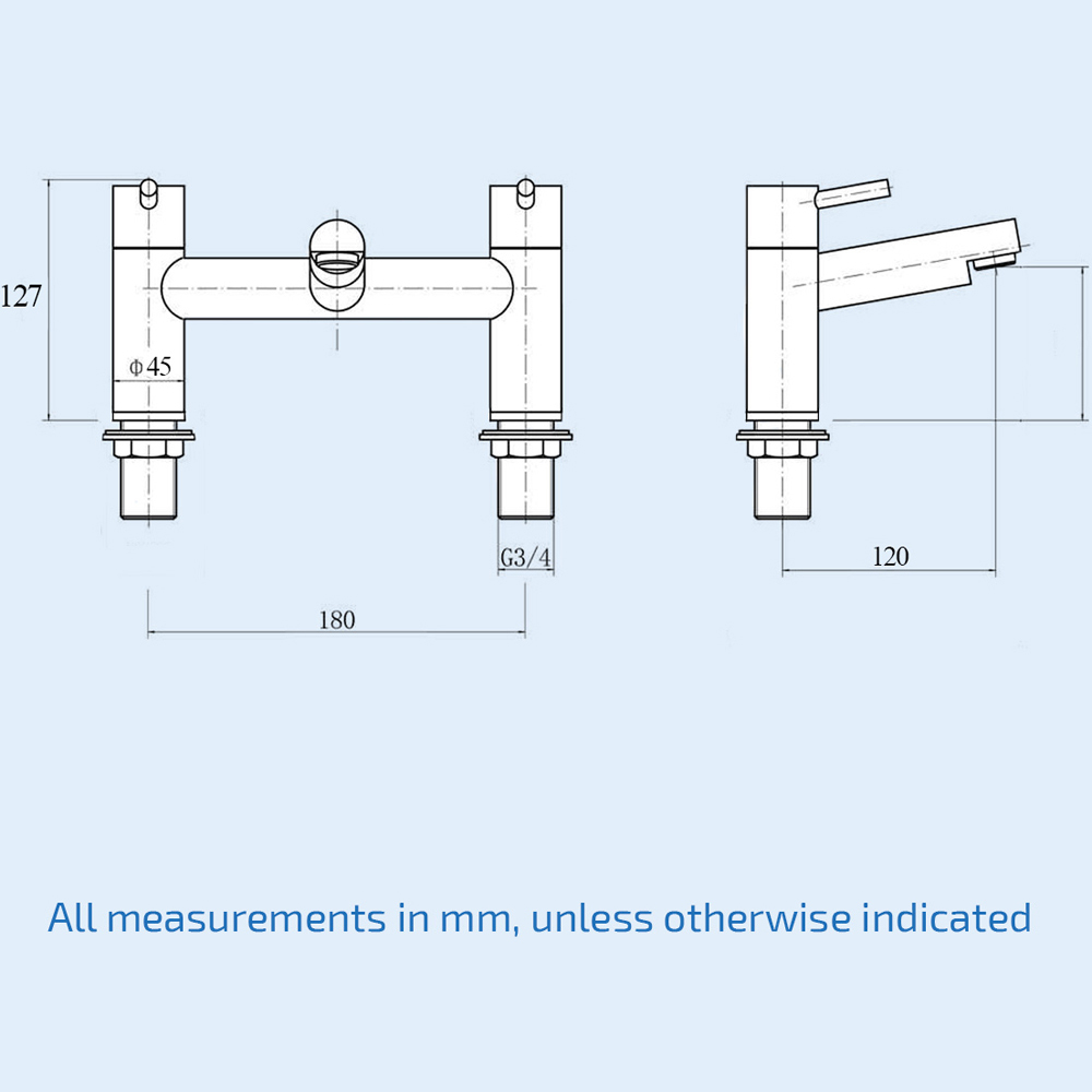 Nes Home Bridge Chrome Round Bath Filler and Basin Mixer Tap Image 3