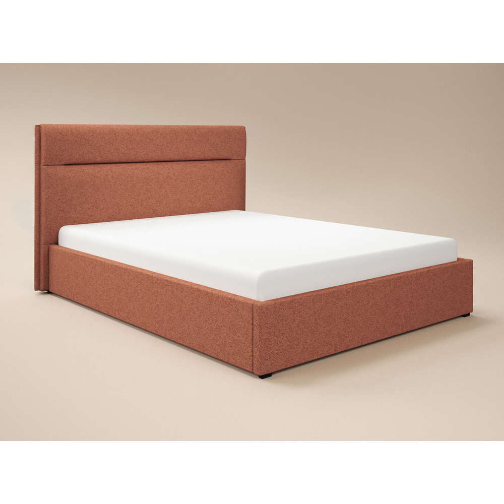 SOLACE+CO Nela Double Burnt Orange Woven Fabric Ottoman Bed with Padded Headboard Image 2