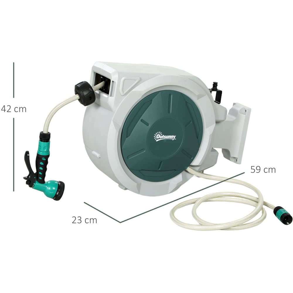 Outsunny 30m Grey Wall Mounted Retractable Hose Reel with Lock Image 7