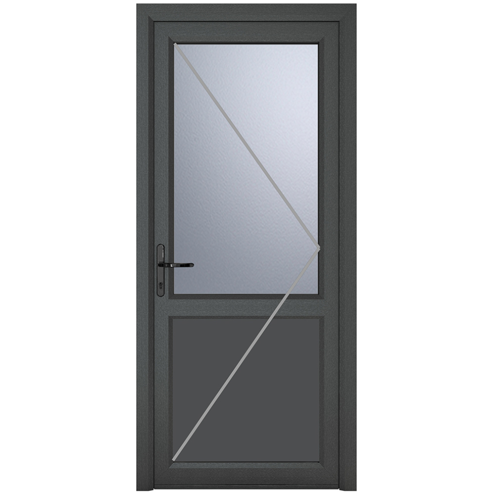 Crystal uPVC Triple Glazed Door Half Glass Half panel Right hand Grey White Obscure Glass 840x2090mm Image 2