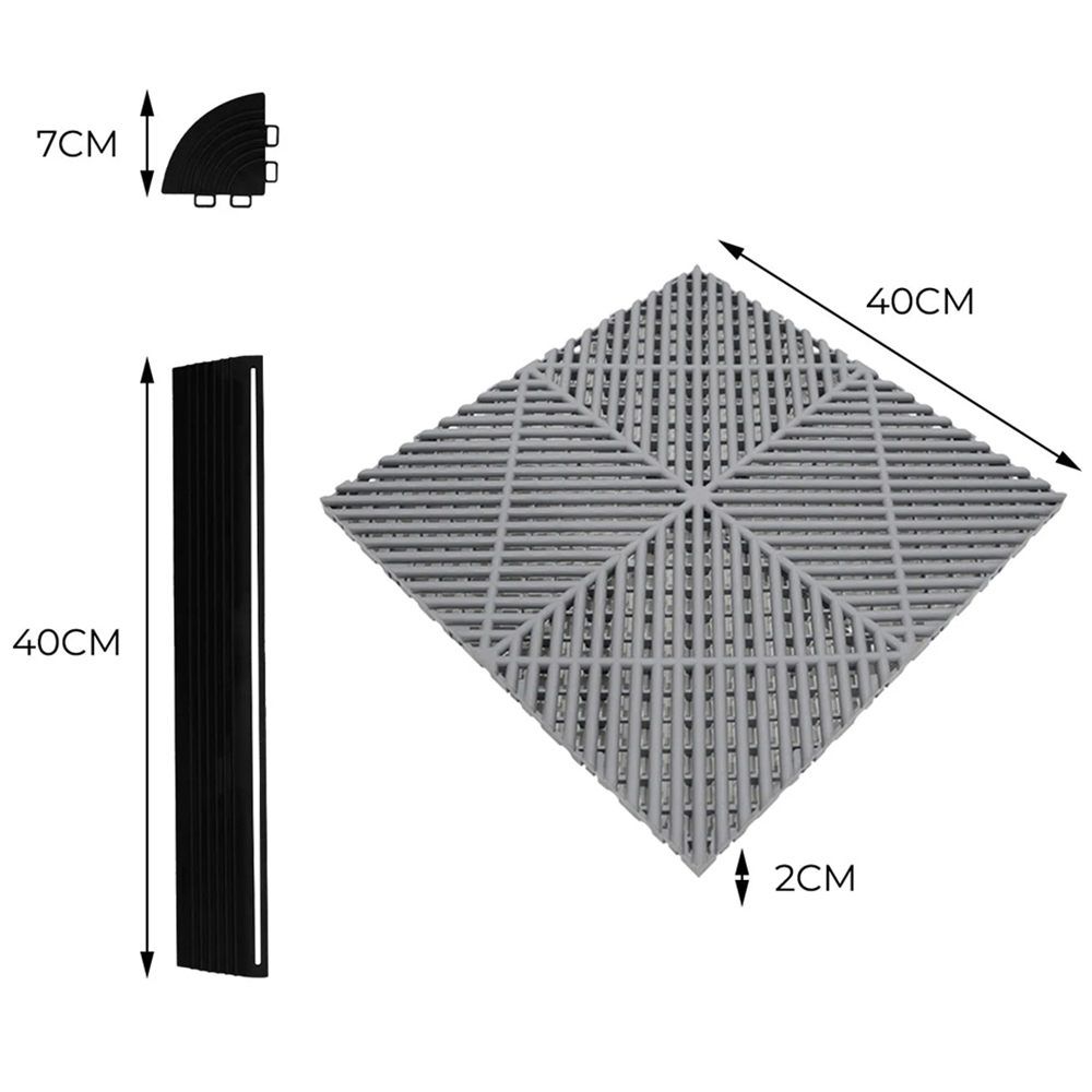 Monstershop 120 Grey Vented Garage Floor Tiles with Edges Image 5