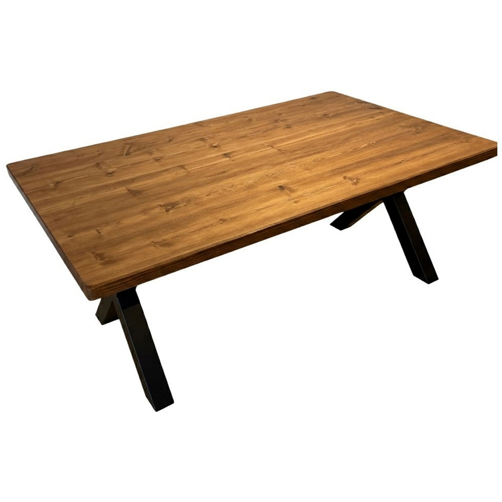Homebase Dark Oak Brown 6 Seater Sleek and Slender Reclaimed Dining Table 80 x 160cm Image 2