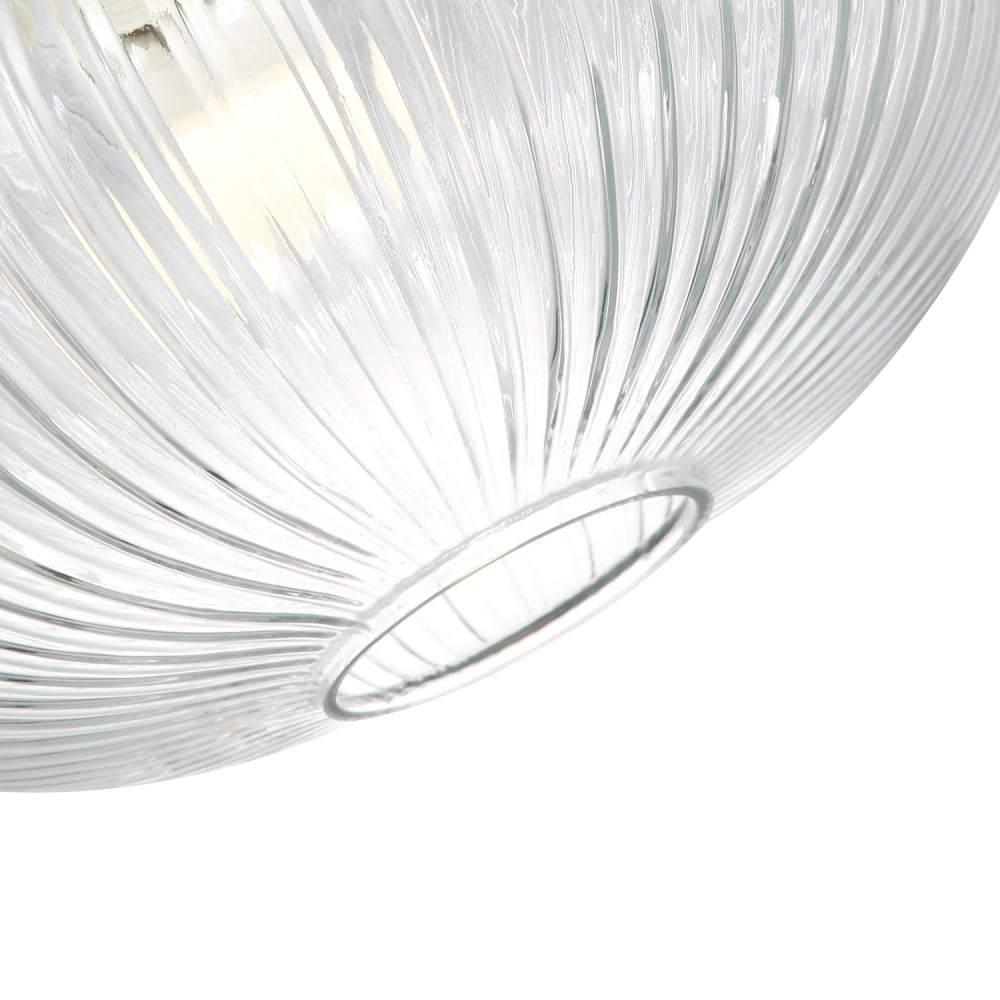 Happy Homewares Designer Clear Transparent Line Ribbed Glass Oval Pendant Shade Image 4