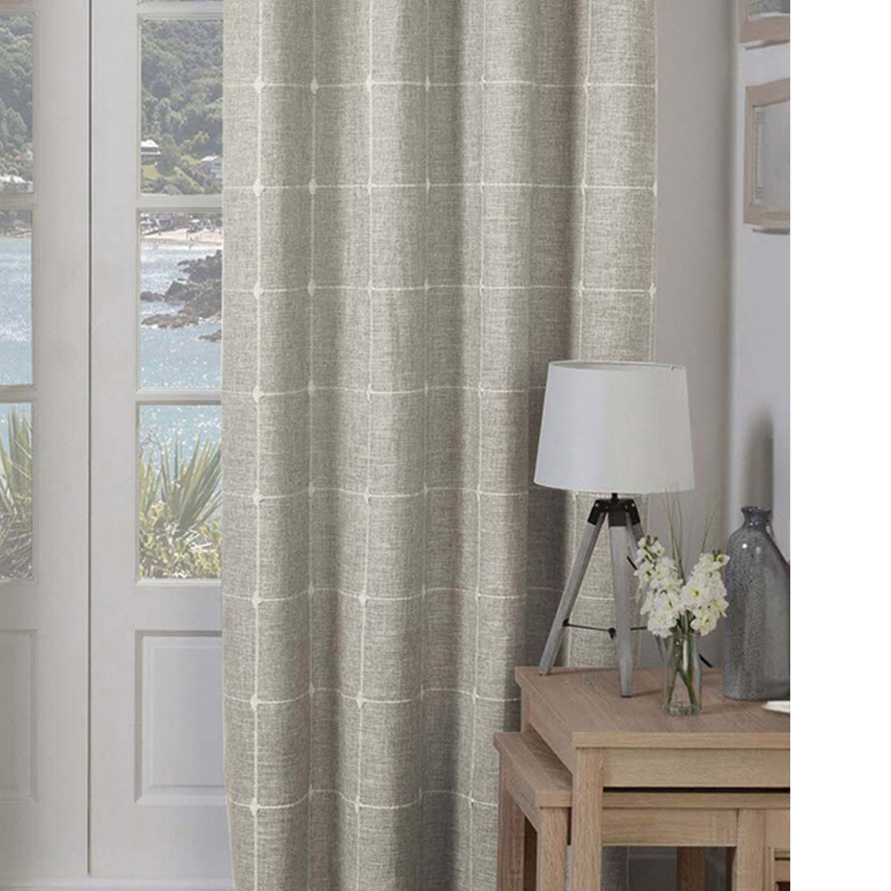 Divante Natural Salcombe Linen Check Eyelet Curtains 228 x 228cm Image 5