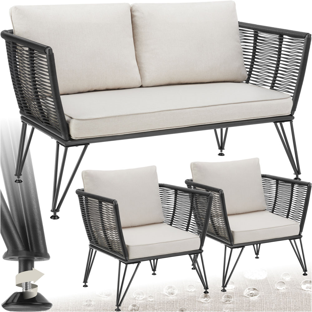 tectake Sundo 4 Seater Polyrattan Garden Sofa Set with Cushion Image 2