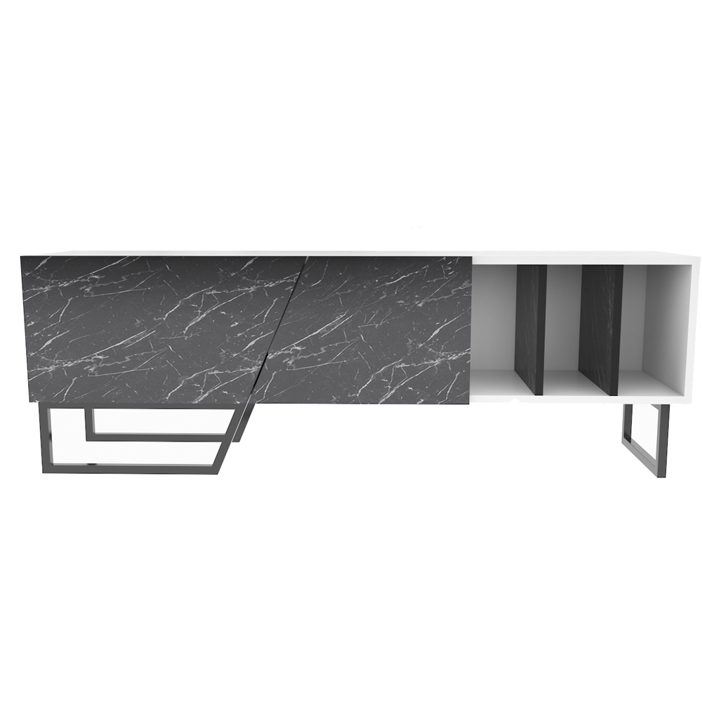 Decorotika Linossa 3 Shelf White and Black Marble TV Unit Image 2