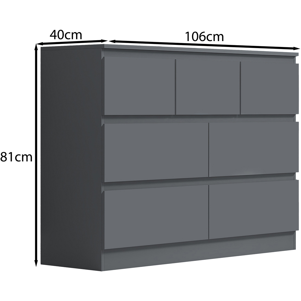 FWStyle Stora Merchant 7 Drawer Matt Grey Chest of Drawers Image 6