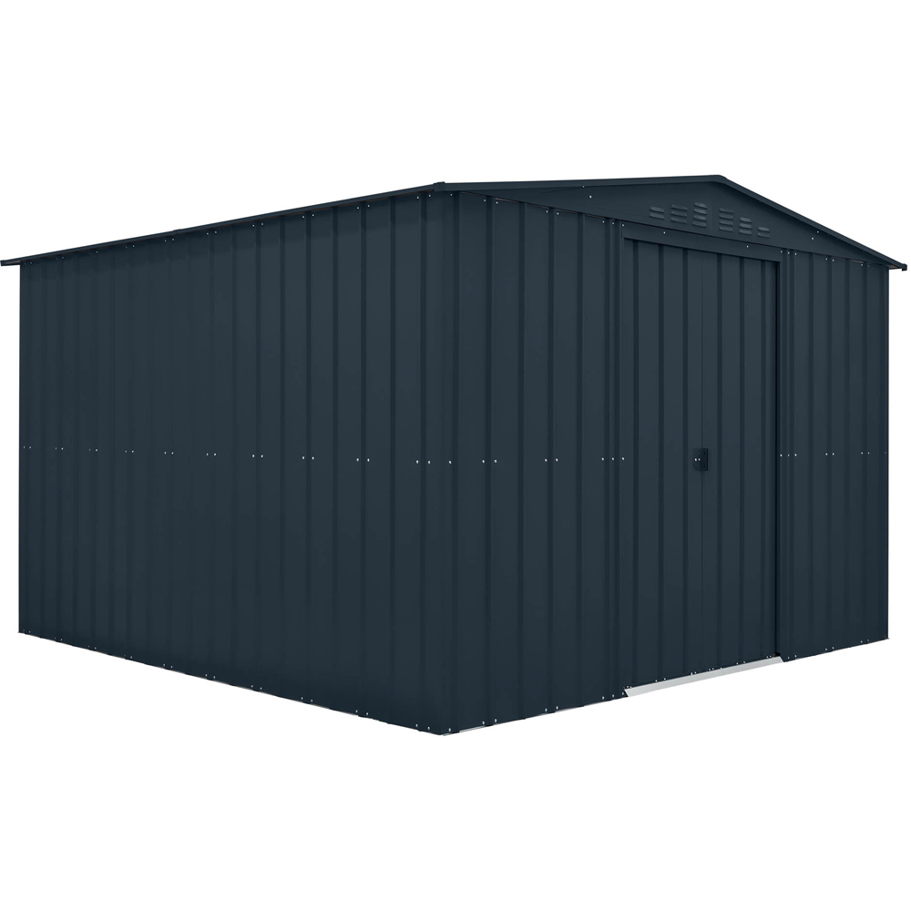 Globel 10 x 10ft 2 Door Grey Metal Apex Garden Shed Image 1