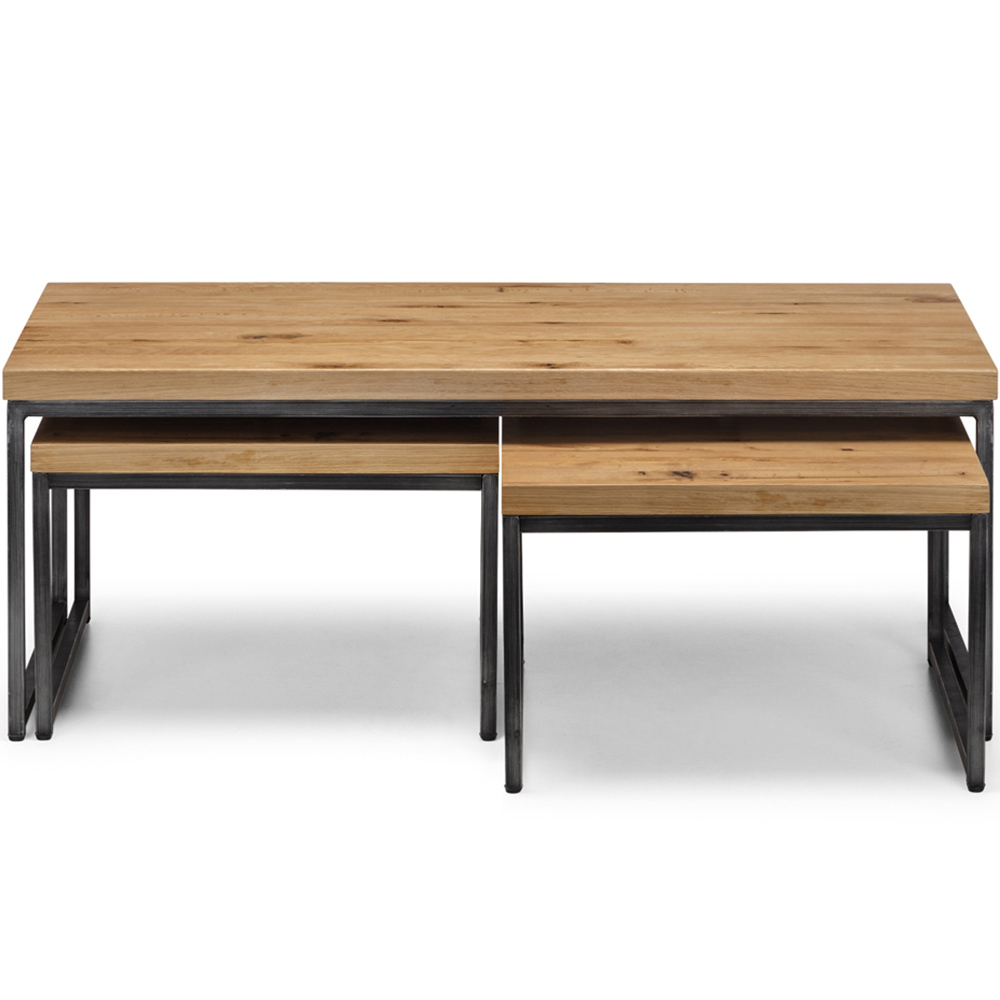 Julian Bowen Brooklyn Oak Nest of Tables Set of 3 Image 4