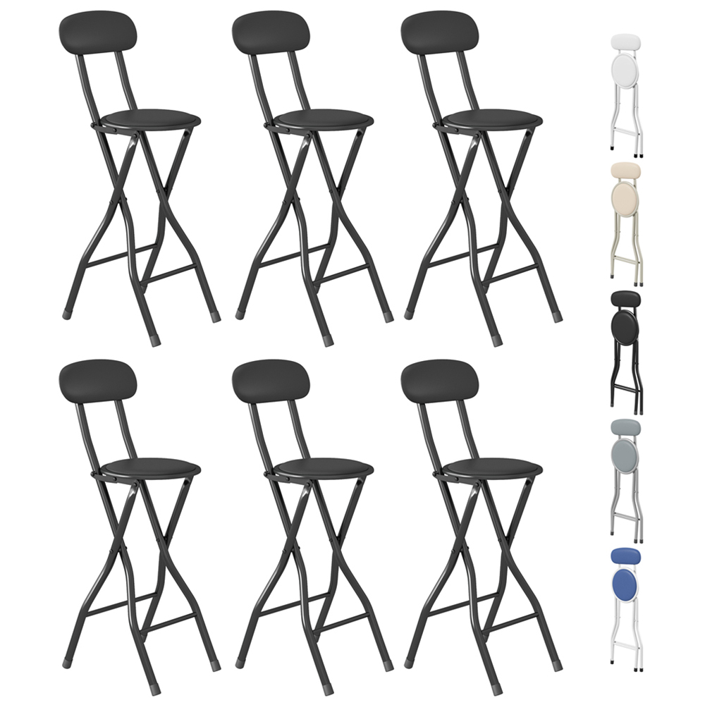 Black Padded Folding Bar Stool Set of 6 Image 2