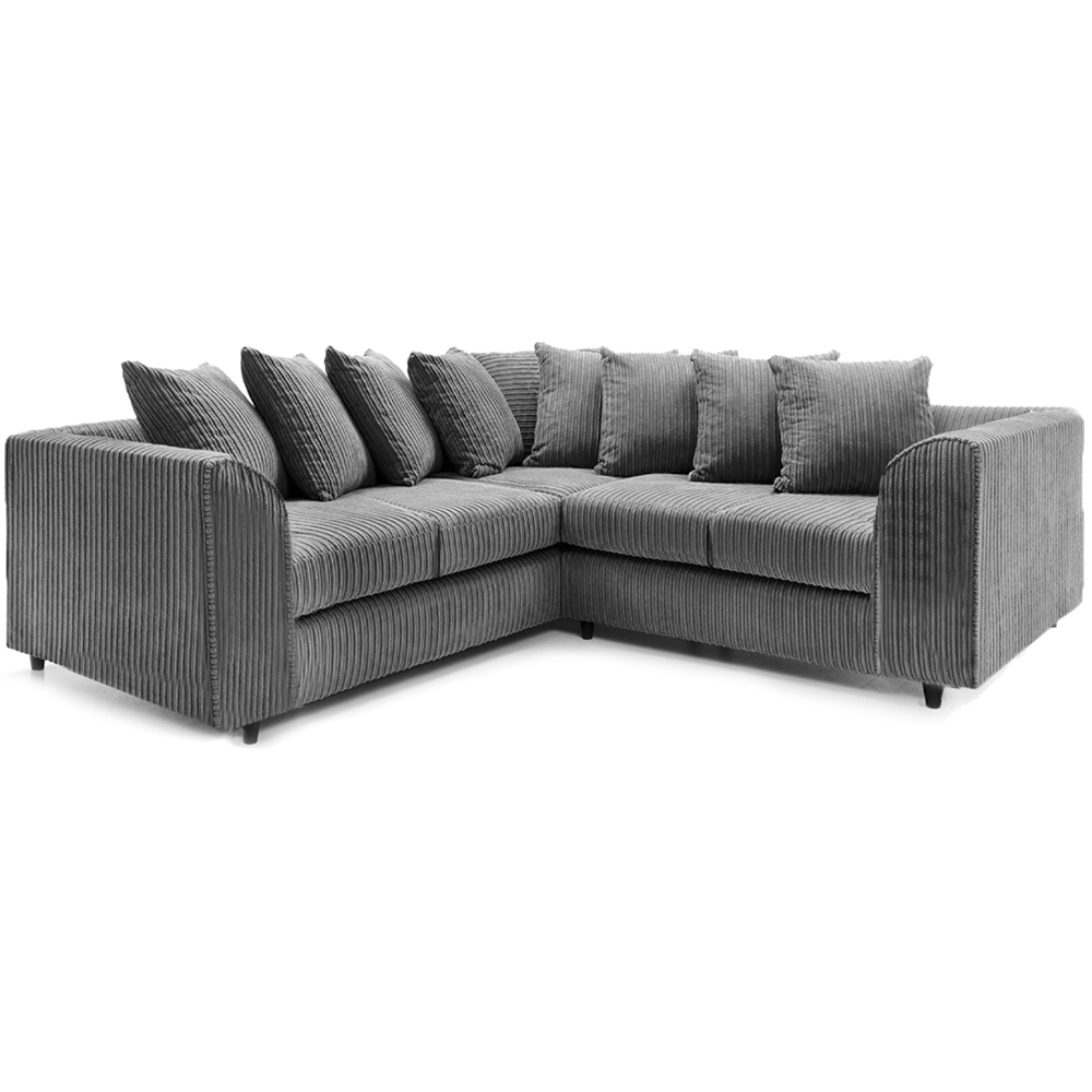 Luxor 5 Seater Grey Jumbo Cord Scatter Back L Shaped Corner Sofa Set Image 2