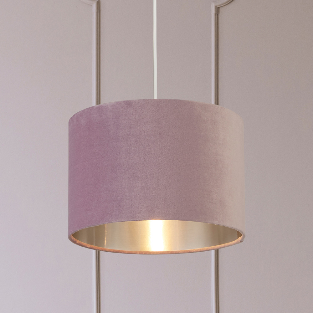 Lighting Collection Lilac Silver Inner Velvet Drum Shade 30cm Image 2