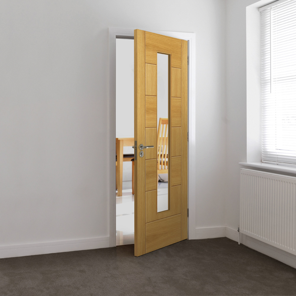 JB Kind Sirocco Contemporary Oak Glazed Internal Door 1981 x 838mm Image 2