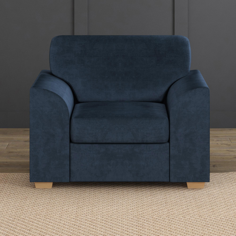 Modo Royal Blue Plush Velvet Fixed Back Armchair Image 6