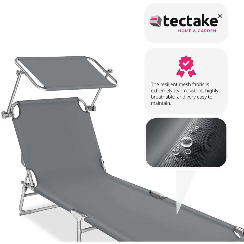 tectake Grey 4 Step Backrest Foldable Sun Lounger Image 5