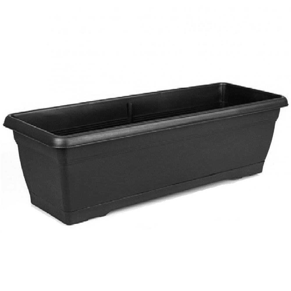 Gr8 Garden Black Large Garden Plastic Trough Balcony Planter Set of 4 Image 2
