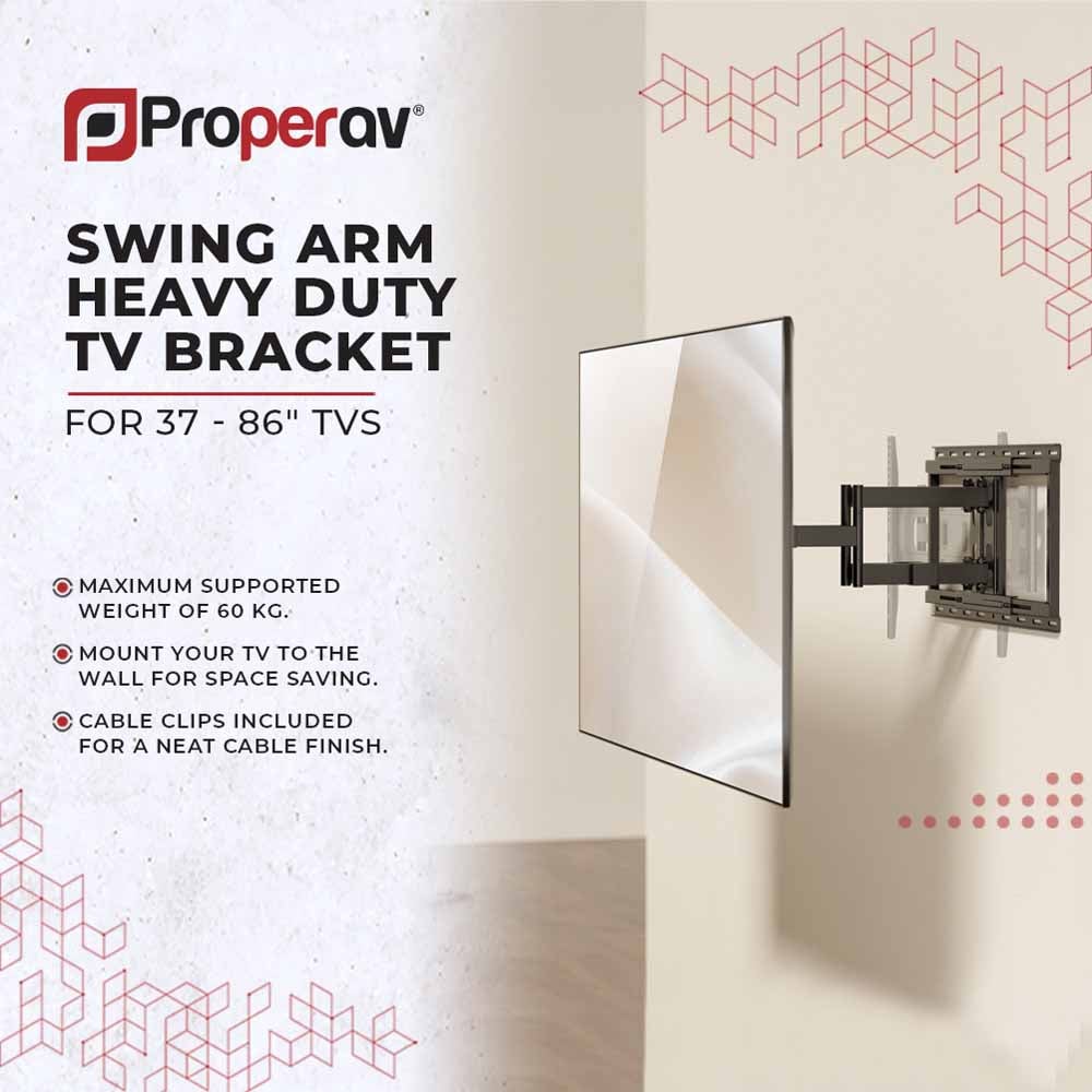 Properav Black Heavy Duty Swing Arm TV Wall Bracket 37 to 86 inch Image 4