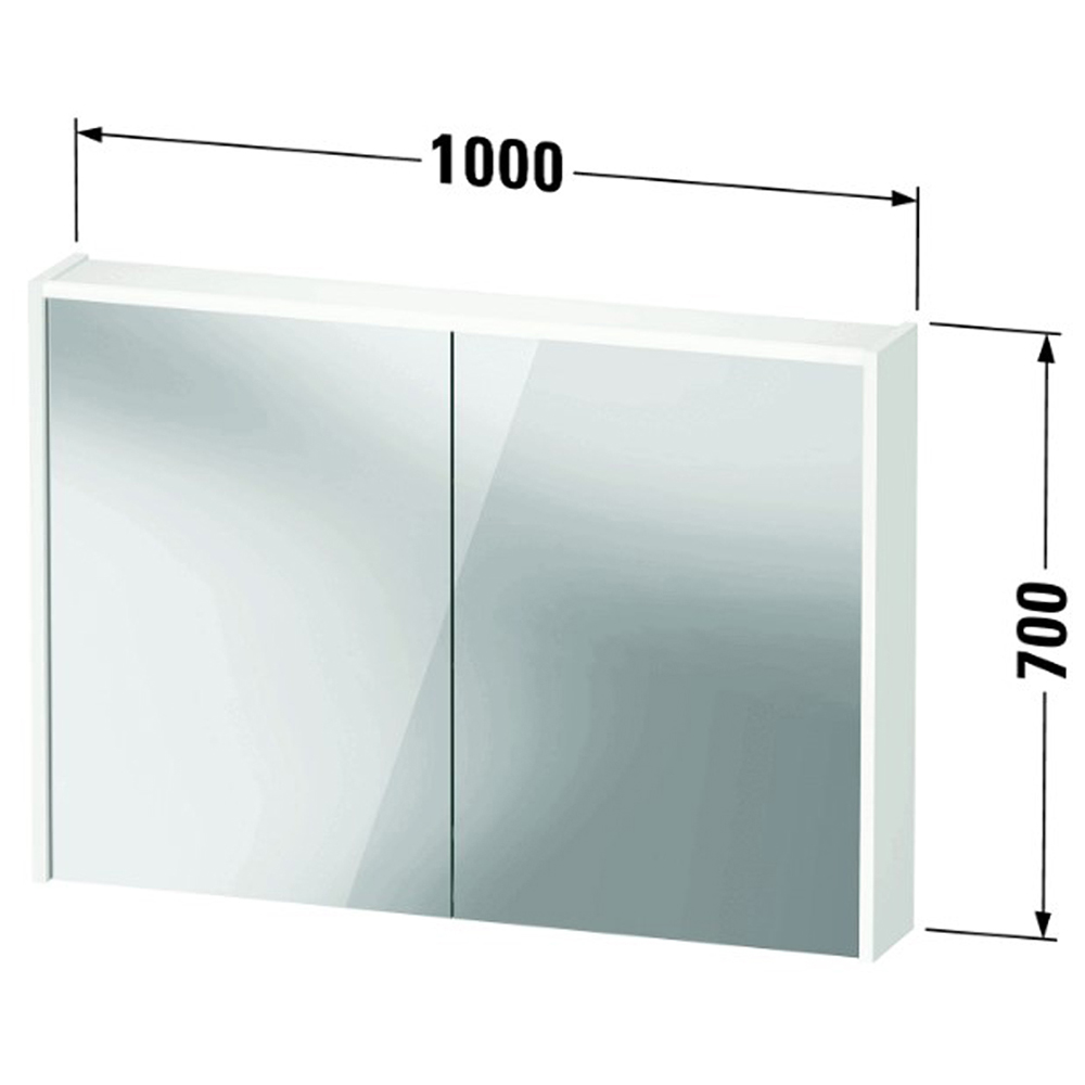 Duravit D-Code 2 Door Matt White Illuminated Mirror Cabinet 1000 x 700mm Image 3