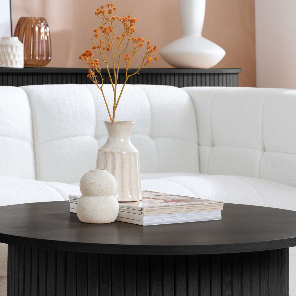 Birlea Axel Round Fluted Black Coffee Table Image 4