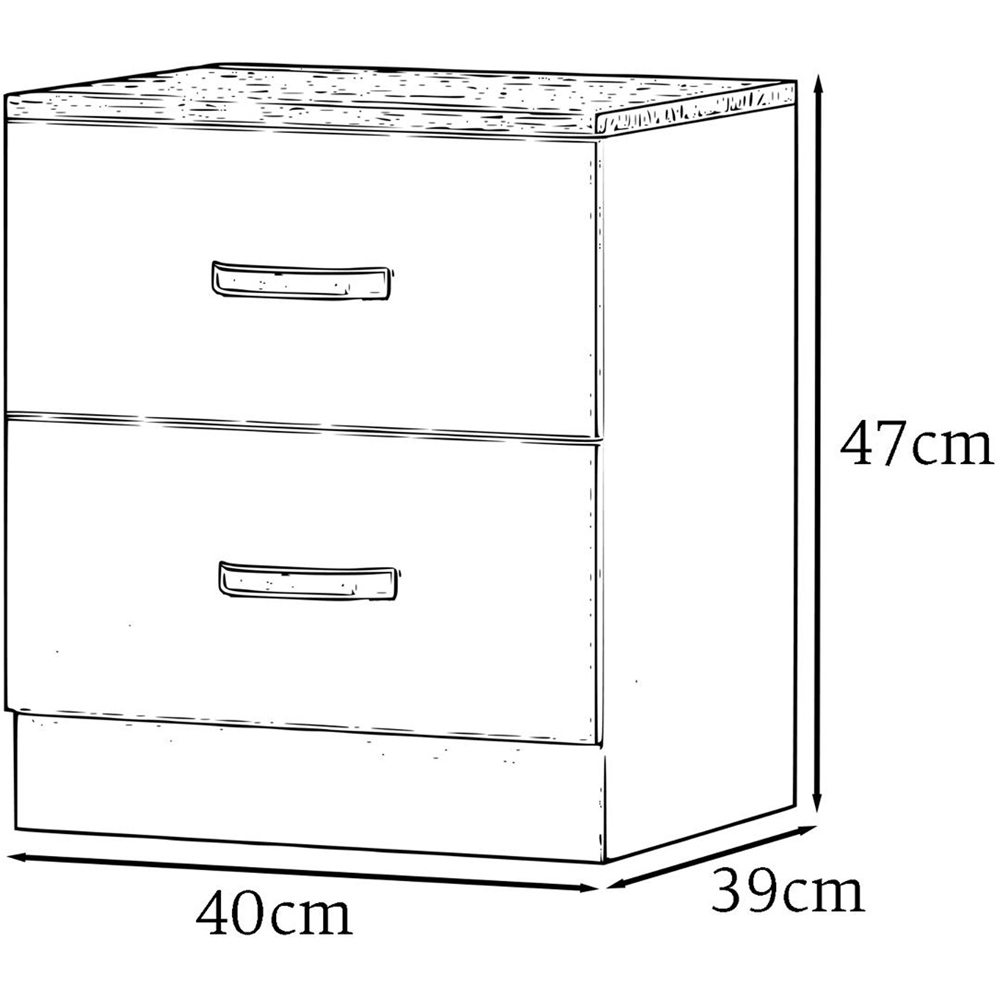 FWStyle Tunis 2 Drawer Matt Grey Bedside Table Image 5