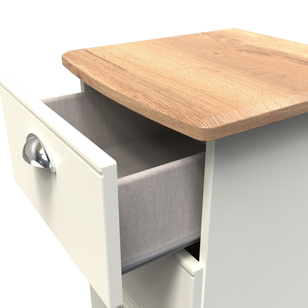 Crowndale Victoria 3 Drawer Cream Ash and Oak Bedside Cabinet Image 6