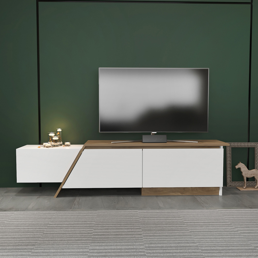 Decorotika Zonas 3 Door White and Walnut TV Unit Image 5