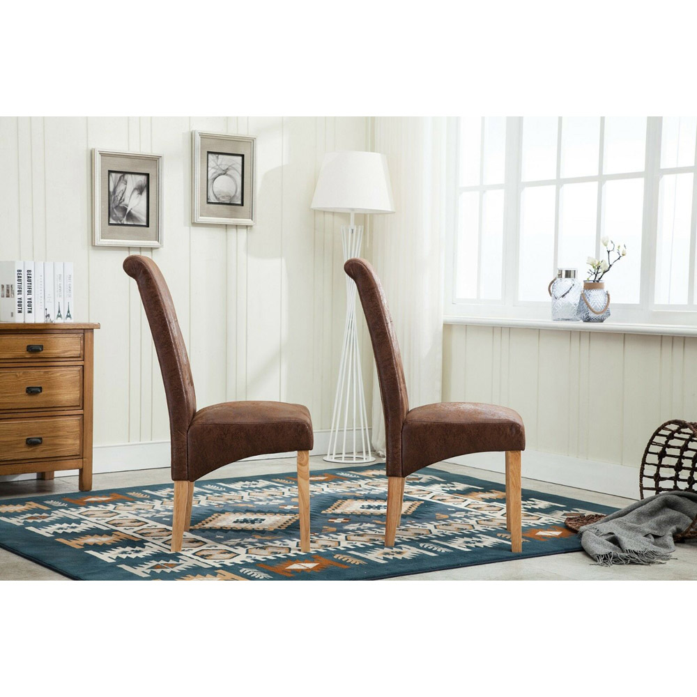 Brown Set of 2 Tufted High Back Fabric Dining Chair Image 3