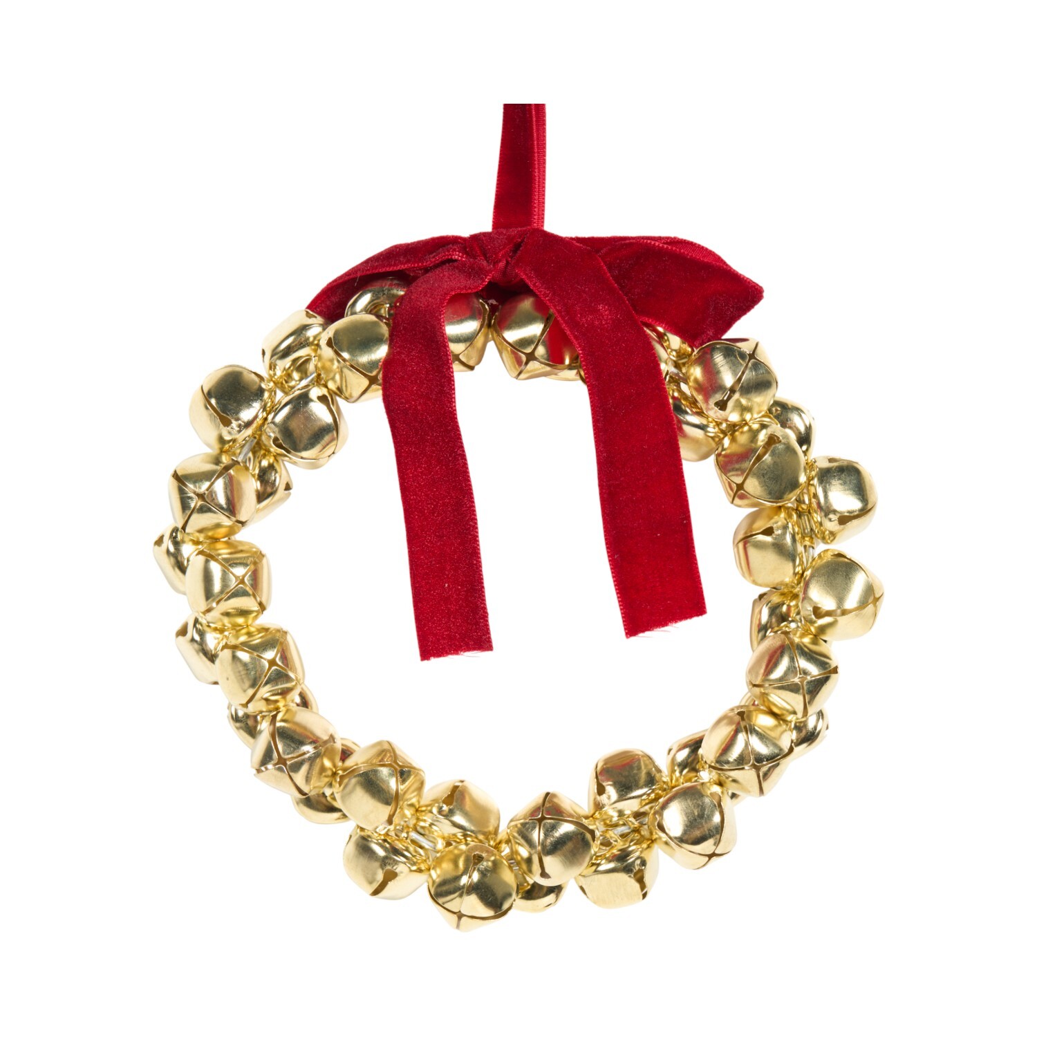 Jingle Bell Wreath Hanging Decoration Gold Image 2