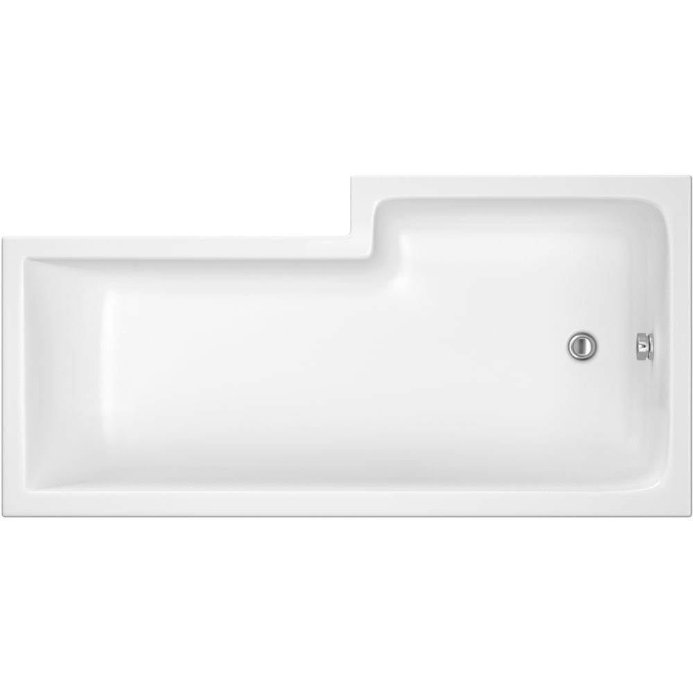 nuie White Left Hand Square Shower Bath 1500mm Image 1